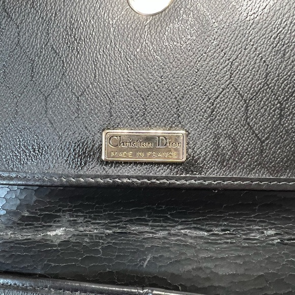 Vintage Christian Dior Logo Honeycomb Pattern Drawstring Chain Shoulder Bag - Picture 9 of 13